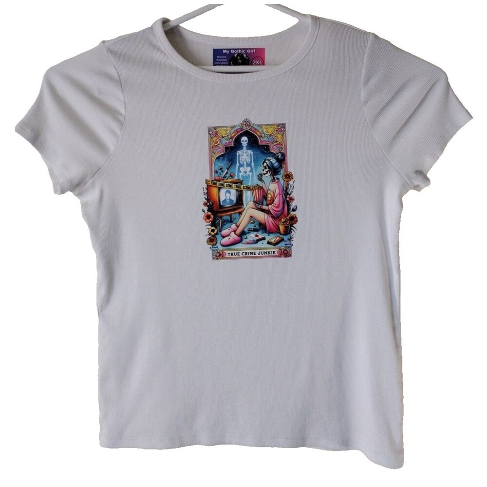 My Gothic Girl Shirt Women's 2XL White True Crime Junkie Whimsy Goth Street Wear